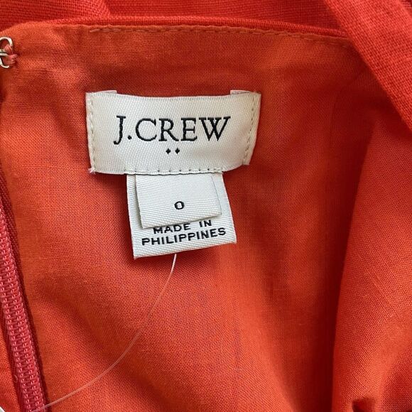 J Crew Orange Linen-Cotton Wide-Leg Jumpsuit NEW Crop Sleeveless Bow Womens 0 - Picture 7 of 12